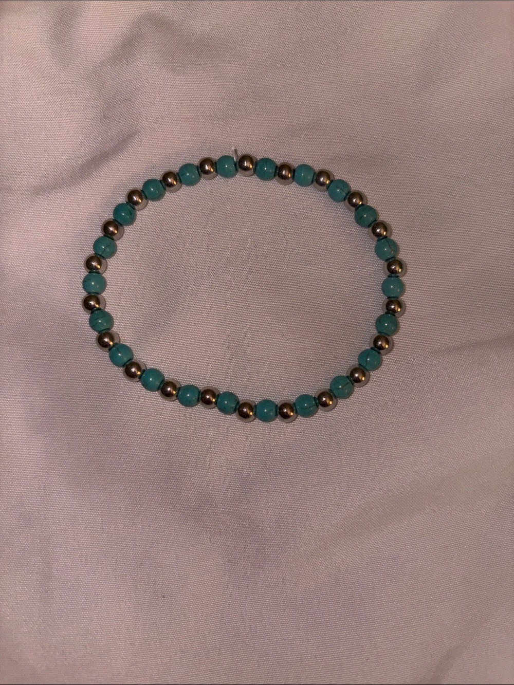 Turquoise & Tan Beaded Bracelet Set with Silver Charms - Picture 2 of 4